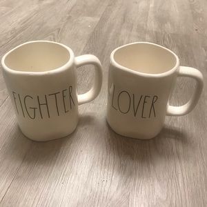 Rae Dunn Lover Fighter coffe cup set of two